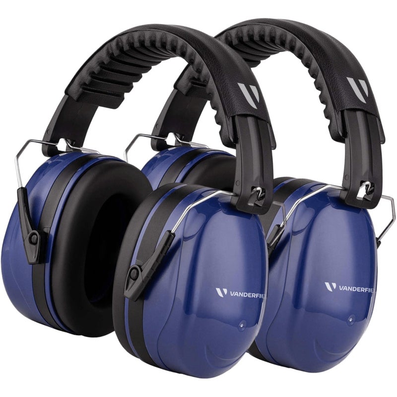 Vanderfields Premium Hearing Protection Ear Muffs - Broad Spectrum Sound Reduction 36.1dB at 2K Hz Noise Cancelling - Headset Safety Noise Cancellation - Headphones Adults & Teens - Marine Blue, 2 PK - Image 1